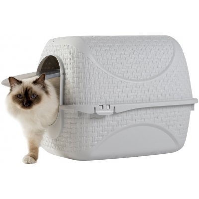 Vedop Krytá toaleta pro kočky Rattan 42 x 50,5 x 40 cm – Zboží Dáma