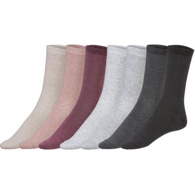 Esmara Loungewear dámské ponožky s BIO bavlnou 7 párů šedá/růžová/červená