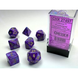 Sada 7 kostek Chessex Purple / Gold Lustrous 27497