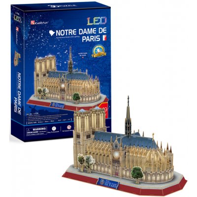 CubicFun 3D puzzle svítící Notre Dame de Paris 144 ks – Hledejceny.cz