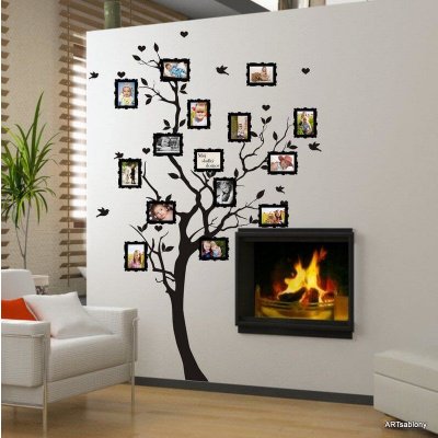 INSPIO Samolepka Samolepky na zdi - Strom s fotkami 9 × 13 cm stromy černá, , dřevěný design rozměry 195x130