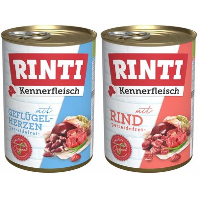 Rinti Kennerfleisch mix hovězí a drůbeží srdce 24 x 400 g – Hledejceny.cz