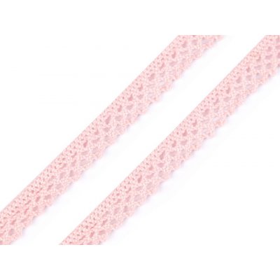 Bavlněná krajka šíře 12 mm paličkovaná - 5m Barva: růžová sv. – Zboží Mobilmania