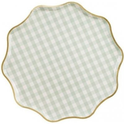 PartyDeco Talíře papírové zelené kostičkované 23 cm – Sleviste.cz