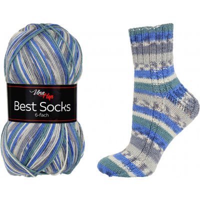 Vlna-hep Příze Best Socks 6-fach - ponožková - vlna Best Socks 6-fach: 6-fach - melír 7373