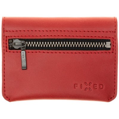 Pouzdro Kožená peněženka FIXED Tripple Wallet z pravé hovězí kůže, červená