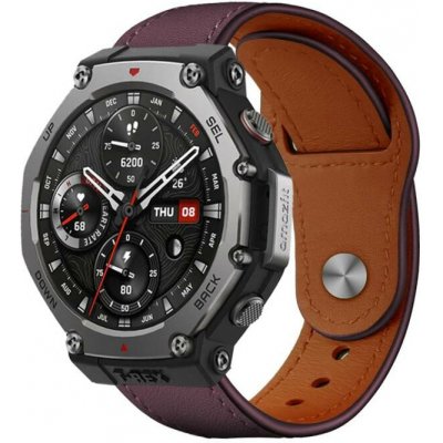 VSECHNONAMOBIL 121591 xDfind LEATHER Kožený řemínek pro Amazfit T-Rex 3 JUJUBE RED – Sleviste.cz