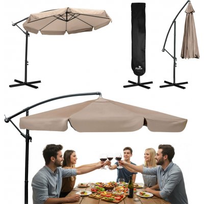 Plonos Zahradní slunečník s obalem PL-881, 350cm, béžový – Sleviste.cz