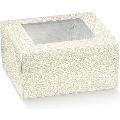 Scotton KRABICE NA CUKROVÍ S OKÉNKEM bílá kůže 10x10x6cm – Zboží Dáma