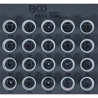 BGS Technic BGS 106659 Zástrčné hlavice pro bezpečnostní šrouby kol pro VAG Sada 20 dílů – Zboží Mobilmania