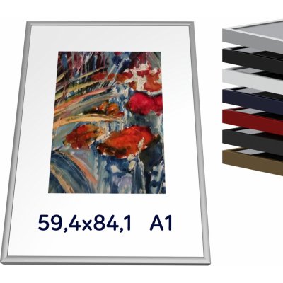 Thalu Frames Kvalitní kovový rám 59,4x84,1 cm A1, Barva modrá tmavá na obraz, plakát, rámeček na fotografii, puzzle. Rám má antireflexní plexisklo a variabilní závěsy