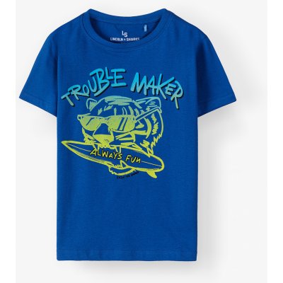 Lincoln & Sharks chlapecké tričko krátký rukáv Trouble Maker modrá