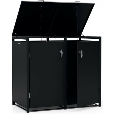 Blumfeldt BinSafe box na odpadky 2 odpadkové koše 240 l uzamykatelný pozinkovaná ocel odolná vůči povětrnostním vlivům černá – Zboží Dáma
