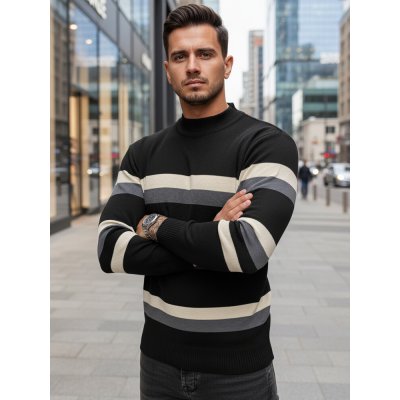 Dstreet pánský pruhovaný svetr tmavě modrá WX2126 černá – Sleviste.cz