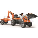 Builder Max Šlapací traktor s bagrem a vozíkem oranžový – Zboží Dáma