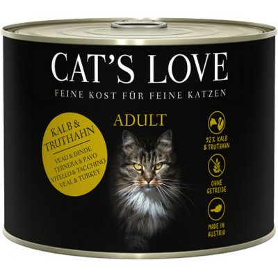 Cat's Love telecí a krůtí maso se šantou kočičí a lněným olejem 6 x 200 g – Zboží Mobilmania