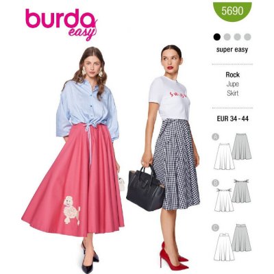Střih Burda zelený 5690 - široká sukně, kolová sukně, dlouhá sukně – Zboží Dáma