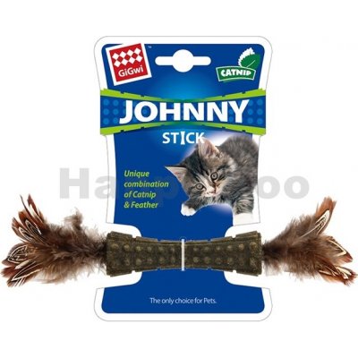 GIGWI Hračka pro kočky Johnny Stick s oboustrannými peříčky a catnipem 8x2,5x2,5cm