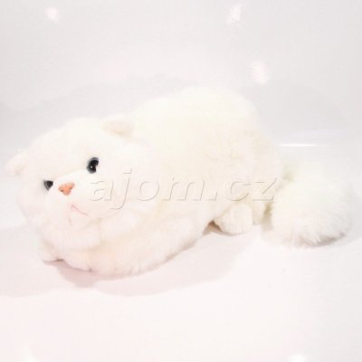 Kočka ležící bílá 42 cm