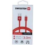 Swissten 71527601 USB 2.0, zástrčka A - zástrčka Lightning, opletený, 3m, červený – Hledejceny.cz