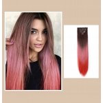 Vlasy clip in 7 pásů - hnědo-červené vlasové příčesky rovné 60 cm – Sleviste.cz