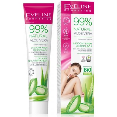 Eveline Cosmetics 99% Natural Aloe Vera zklidňující depilační krém linie bikin a podpaží 125 ml – Sleviste.cz