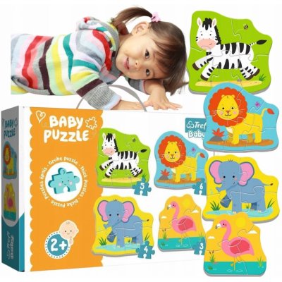 Trefl Baby Zvířata na safari 4v1 3,4,5,6 dílků – Zboží Dáma