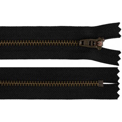 Kovový zip YKK No 4 délka 18 cm staromosazný (jeansový), střední, 580 černá – Hledejceny.cz