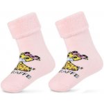 Kojenecké froté ponožky s ABS GIRAFFE růžová – Zboží Mobilmania