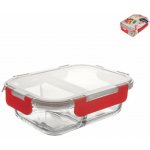 Orion Skleněná dóza dělená s plast víčkem borosil sklo plast 18 x 13,5 x 6 cm – Hledejceny.cz