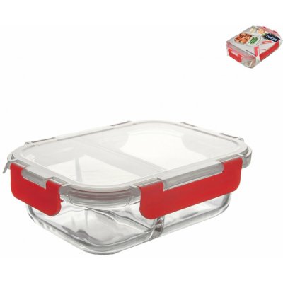 Orion Skleněná dóza dělená s plast víčkem borosil sklo plast 18 x 13,5 x 6 cm – Hledejceny.cz