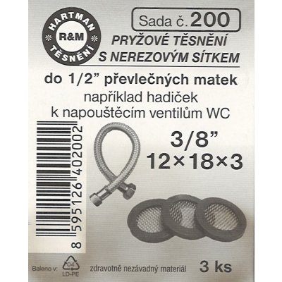 HARTMAN těsnění s nerezovým sítkem 3/8" 12*18*2mm, sada č. 200 – Zboží Dáma