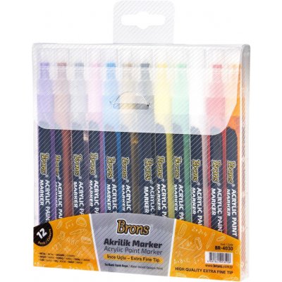 Brons popisovače akrylové 12 barev 2 mm BR-4030 475364 – Hledejceny.cz