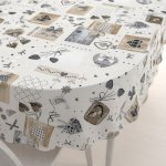 Biante oválný ubrus Porto PRT-014 Hnědo-šedá srdíčka na krémovém 130x200 cm – Zboží Mobilmania