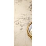 WEBLUX 43113208 Samolepka na lednici fólie old compass and rope on vintage map 1732 starý kompas a lano na vinobraní mapě 1732 rozměry 80 x 200 cm