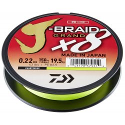 Daiwa šňůra J-Braid Grand X8E Chartreuse 135m 0,13mm 8,5kg