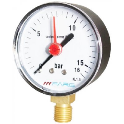 MALGORANI SITEM Manometr (tlakoměr) d100mm 0-16 BAR SPODNÍ vývod 1/2" - voda, vzduch M10016S