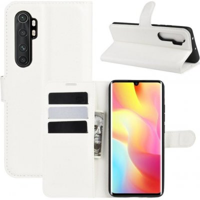 Pouzdro Litchi PU kožené peněženkové Xiaomi Mi Note 10 Lite - bílé