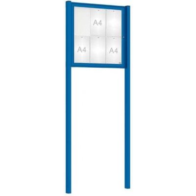 PROCITY Venkovní elegantní vitrína Tradition, 6 x A4, včetně sloupků, modrá – Zboží Živě