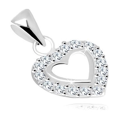 Šperky eshop Stříbrný 925 přívěsek lesklá kontura srdce zdobená čirými zirkony SP61.15 – Zboží Mobilmania