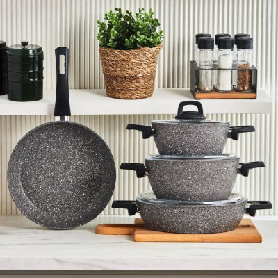 Karaca Sada hrnců na vaření Gris Organic Granite 7 dílná – Sleviste.cz