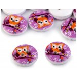 Dřevěný knoflík se sovou průměr 15 mm barva: fialová – Hledejceny.cz