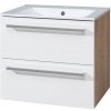 Koupelnový nábytek EBS Pure Skříňka s keramickým umyvadlem slim 61 cm, bílá/dub 1 set