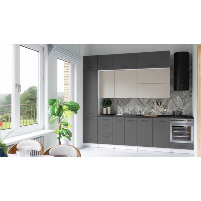 FRONTI Kuchyňská linka DAFNI 280cm Kamenný/Grafit – Zboží Dáma