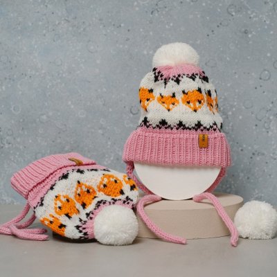Kojenecká zimní pletená čepice růžová – Zboží Mobilmania