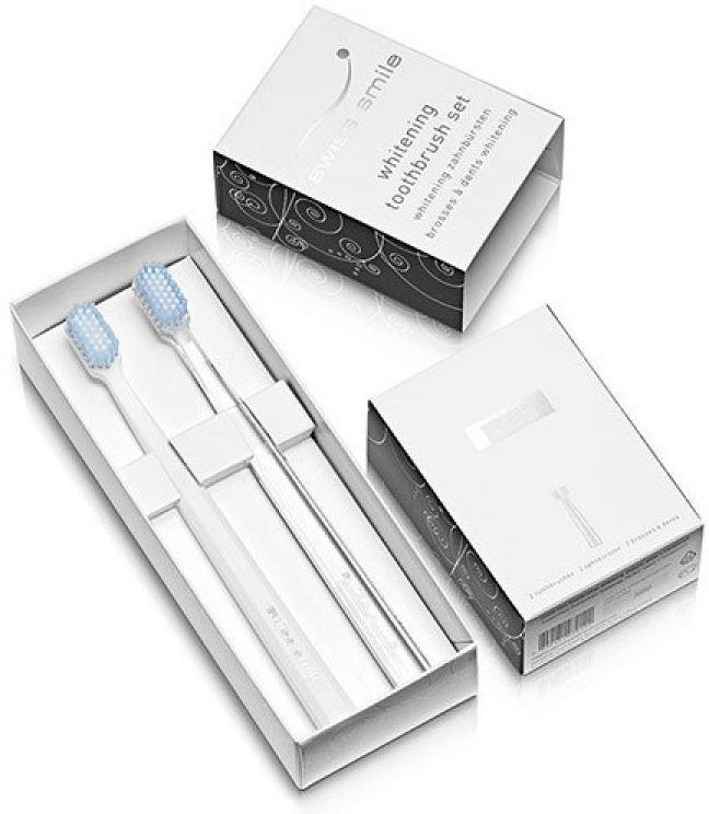 Swiss Smile Whitening Toothbrush Medium-Soft Toothbrush White1pc + Medium-Soft Toothbrush Transparent 1 pc dárková sada