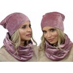 Fashionweek dámský velurový set čepice + trubička-šála ZIZI-BV špinavě růžová – Zboží Mobilmania