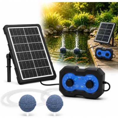Solární provzdušňovač jezírka AP222 – 2200 mAh baterie, 2 režimy výkonu, 72 časových režimů, 3W panel – Hledejceny.cz