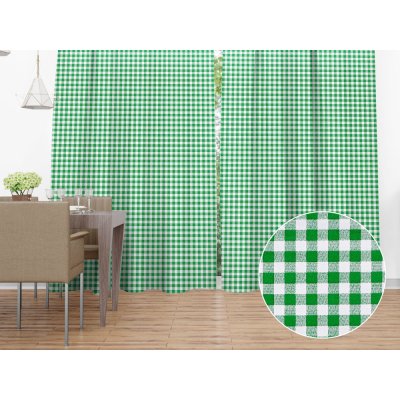 Biante Bavlněný závěs Sandra SA-058 Zeleno-bílé kostičky 140x210 cm – Hledejceny.cz