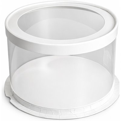 Cake star dortový box bílý kulatý s průhledným víkem 26,5x24cm – Sleviste.cz